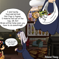 Smol Fugo falling out of Abba's bag