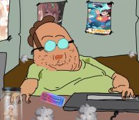 Saberfart on his computer