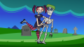Scary Girl Hugging a Skeleton.png