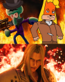 Diego and Bartleby about to kick Sephiroth's ass.
