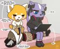 Retsuko and Shikabane both dominating him