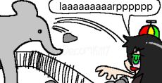 Tomoko says her catchphrase and abuses an elephant