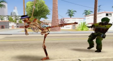 Chilean Skeleton preforming his Tiki Tiki Kick