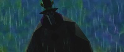 An ominous cutscene of the Turtle King: Cecil Turtle, standing in the dark and stormy night as he views the vile and horrific genocide he just committed.