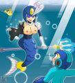 Splash woman flashing mega man